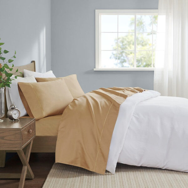 Madison Park 600 Thread Count Pima Cotton Sheet Set in Gold, Split King MP20-7167