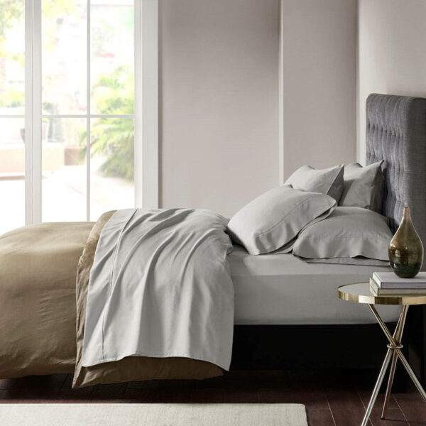 Madison Park 800 Thread Count Cotton Blend Sateen Sheet Set in Grey, Queen MPH20-0004