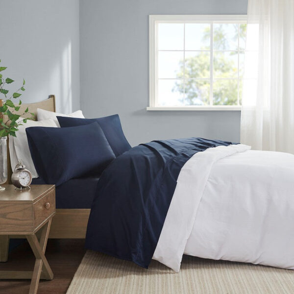 Madison Park 600 Thread Count Pima Cotton Sheet Set in Navy, King MP20-8000