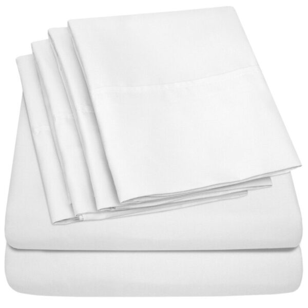 Sweet Home Collection 1500 Thread Count Egyptian Comfort Sheet Set 6 Piece Sheet Set King, White - Image 3