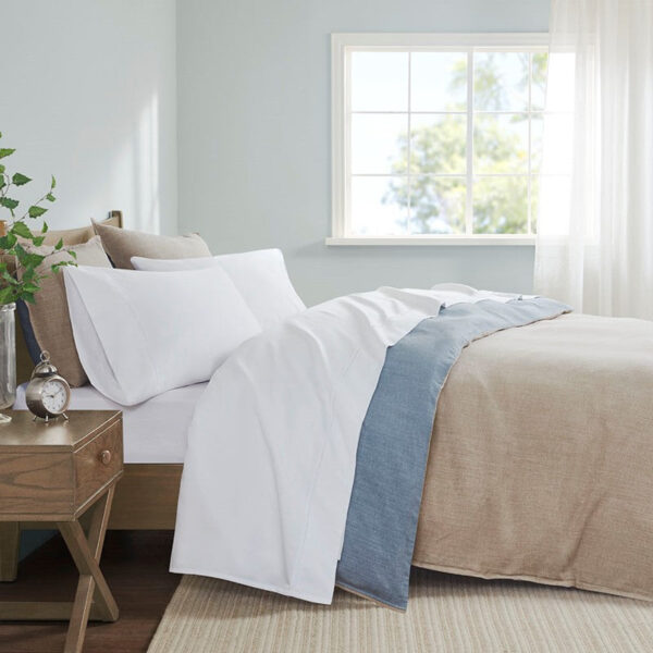 Madison Park 600 Thread Count Pima Cotton Sheet Set in White, Split King MP20-7165