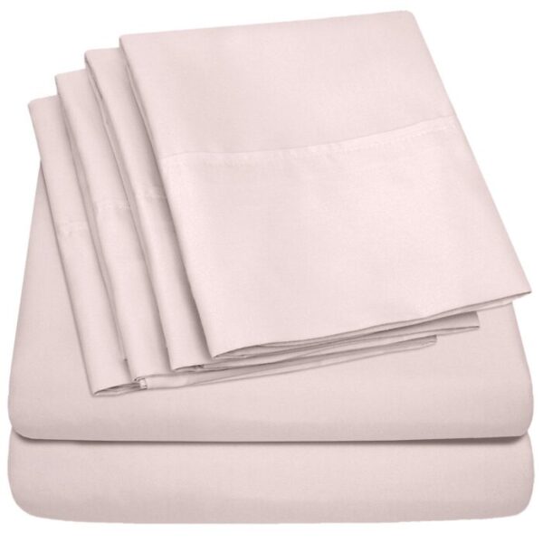 Sweet Home Collection 1500 Thread Count Egyptian Comfort Sheet Set 6 Piece Sheet Set Cal King, Pink - Image 3