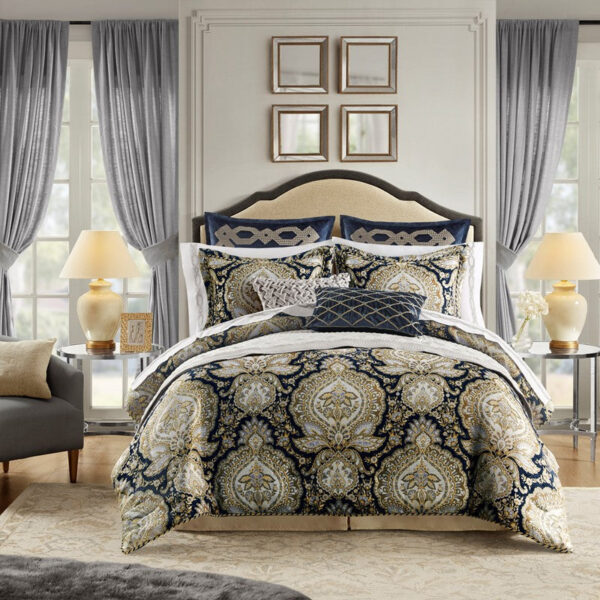 Croscill Classics Valentina 4 Piece Comforter Set in Navy, Cal King CCL10-0006