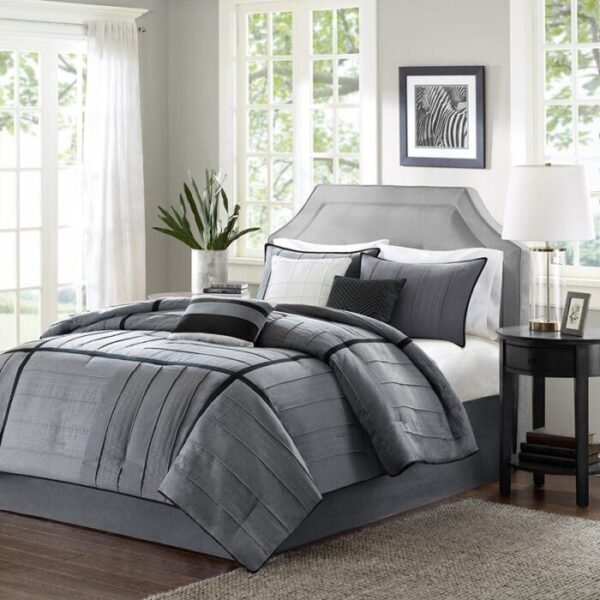 Madison Park Bridgeport 7 Piece Comforter Set in Grey, Queen MP10-602 - Image 4