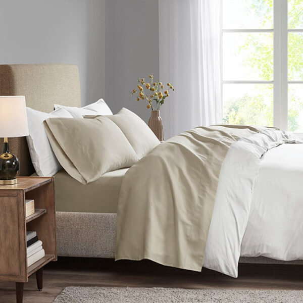 Madison Park 3M Microcell All Season Lightweight Sheet Set in Khaki, Twin MP20-1190