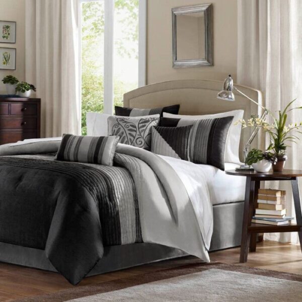 Madison Park Amherst 7 Piece Comforter Set in Black, Queen MP10-225 - Image 3