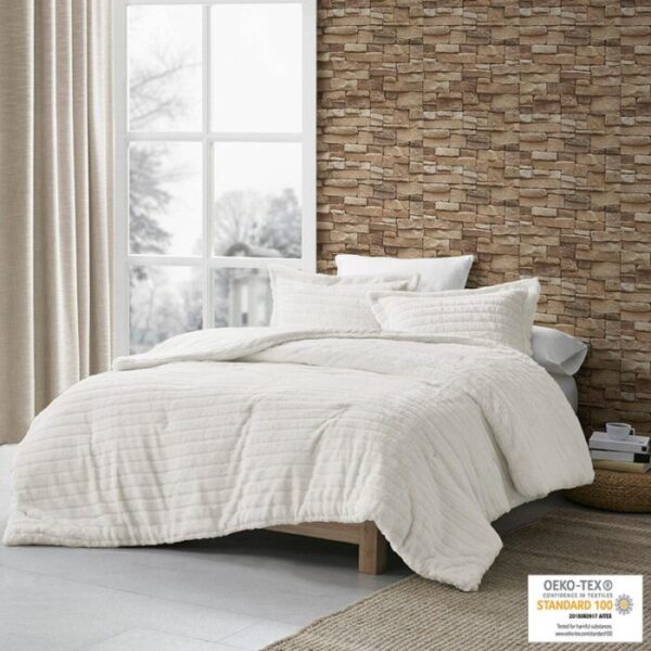 Madison Park Amara Faux Fur Comforter Set in Ivory, King / Cal King MP10-7687 - Image 3